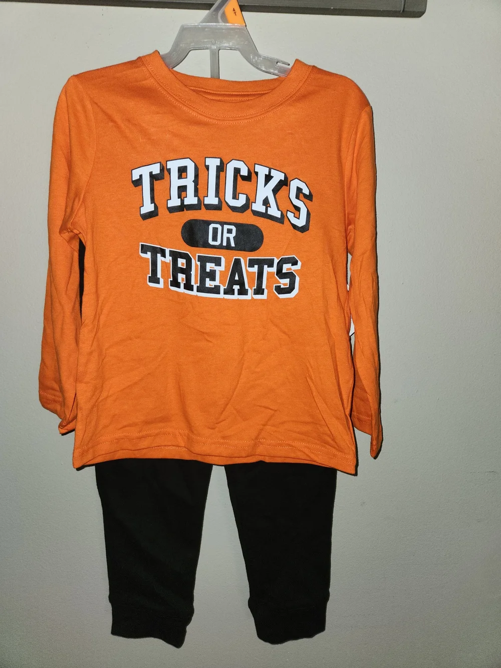 Kids Orange 'Tricks or Treats' Long-Sleeve Matching Set Size 4T